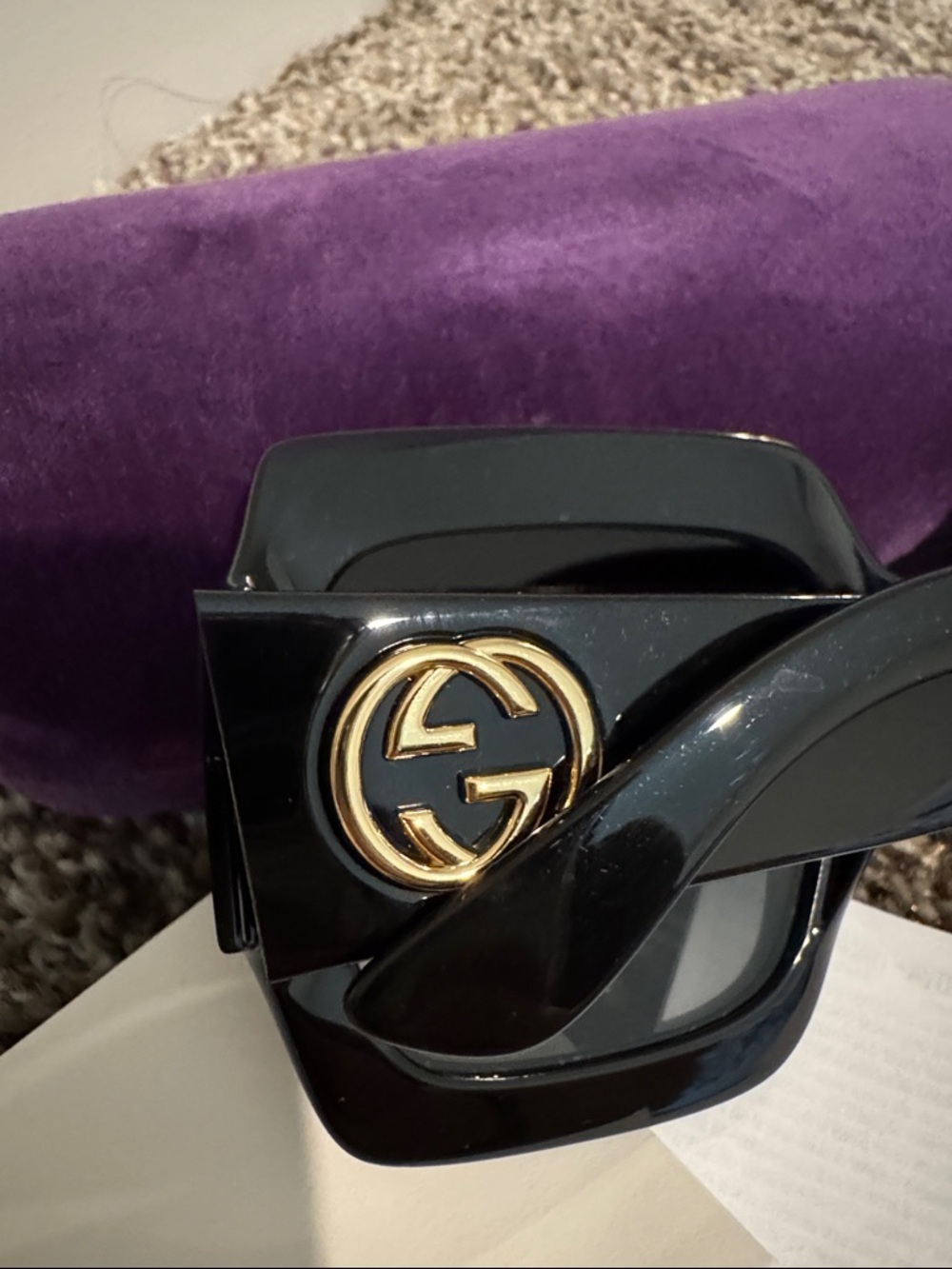 Authentic Gucci Black Oversized Square Sunglasses GG - Picture 5 of 7